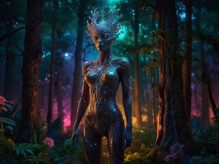 Mystical Forest Nymph in an Enchanted Garden