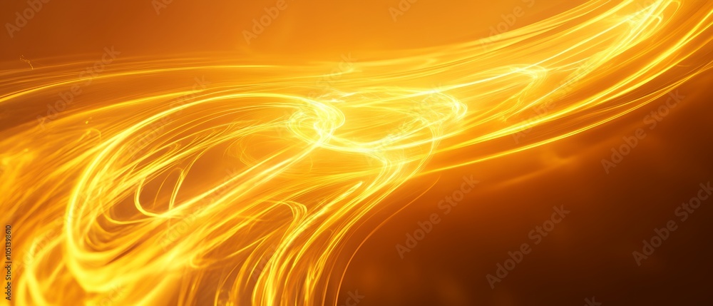 Poster a yellow line with a lot of swirls and dots. the line is very long and it looks like it is moving