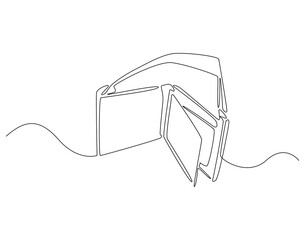 Obraz premium Continuous one line drawing of money wallet. One line drawing illustration of wallet. Business, banking, finance, e - commerce concept single line. Editable outline