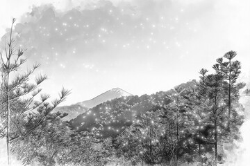 Images of clear blue skies and Japanese alpine mountains