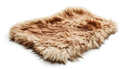 shaggy goat fur in beige and brown on a white background