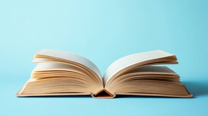 Fototapeta premium Open book with a light blue background for kid's educational product