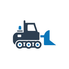 Bulldozer icon on white background