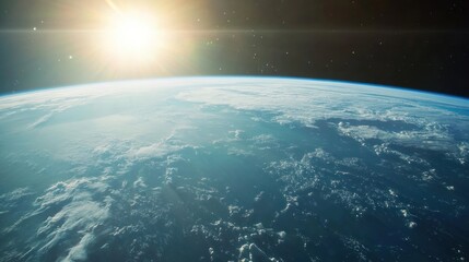 Fototapeta premium Earth From Space, Sun Shining on the Horizon
