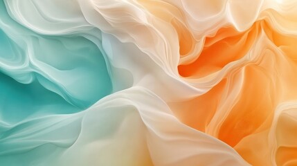 Obraz premium Abstract background with flowing turquoise and orange fabric.