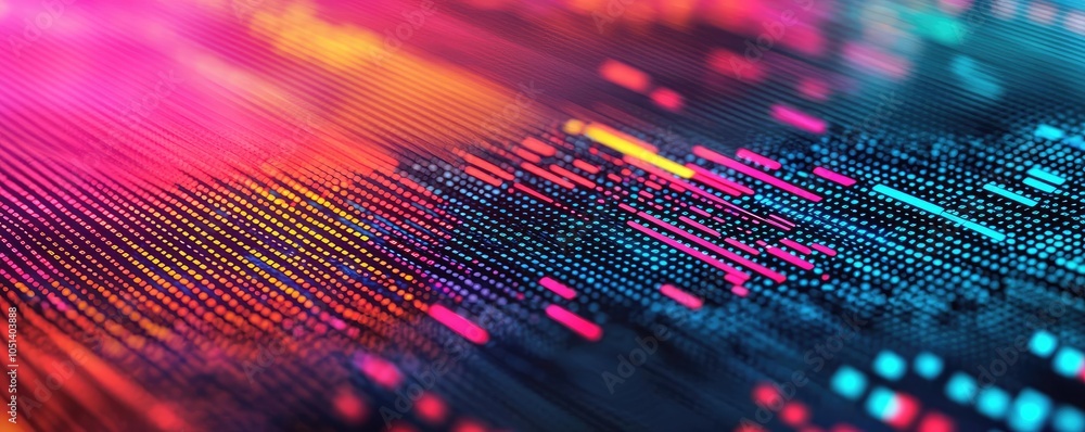 Aufkleber Abstract digital background with vibrant lines and dots in motion.
