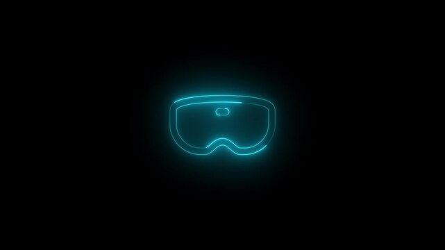 Neon hmd icon glowing black background animation