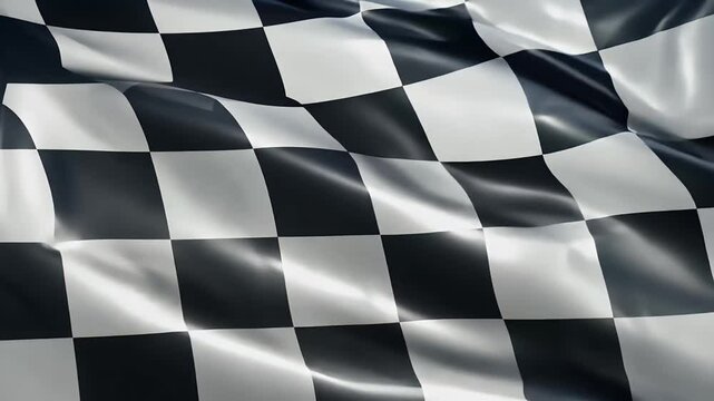 A thrilling scene unfolds checkered flag waves energetically wind filling entire frame dynamic movement portfolio similar visuals chequered ultra checker black background banner billowing