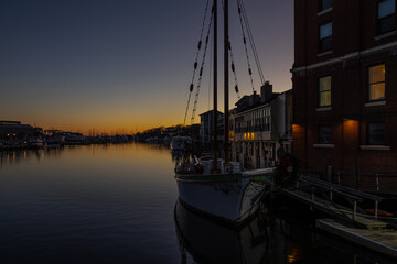 Mystic River at dusk, Mystic, Connecticut