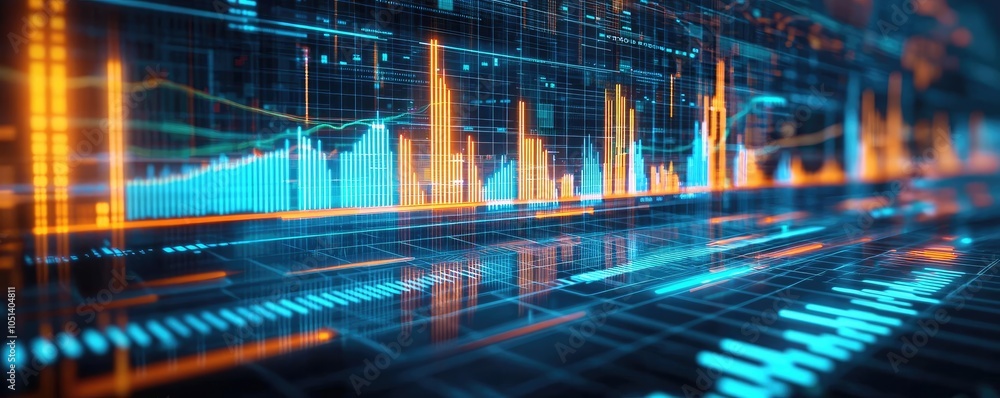 Aufkleber Digital graph representing data trends and analytics on a futuristic background.