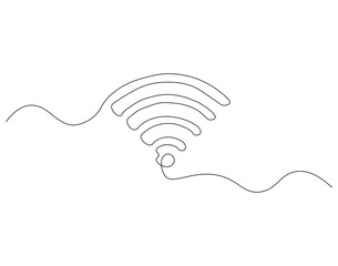 Continuous one line drawing of Wi-Fi signal. One line drawing illustration of internet signal hotspot. Internet, network, wireless concept line art. Editable outline