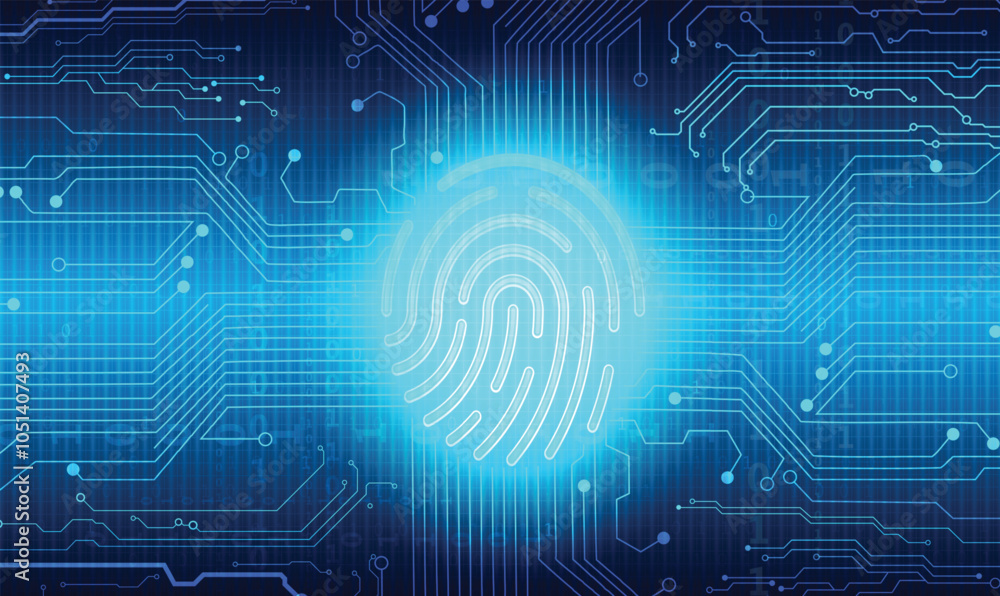 Poster fingerprint identity scanner icon and security futuristic background.vector illustration