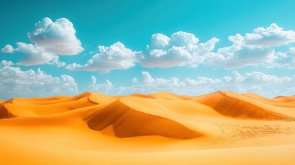 Desert Landscape with Blue Sky and White Clouds Nature Background