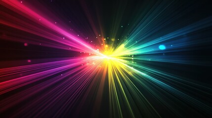 Abstract Colorful Light Rays with Sparkle Effect