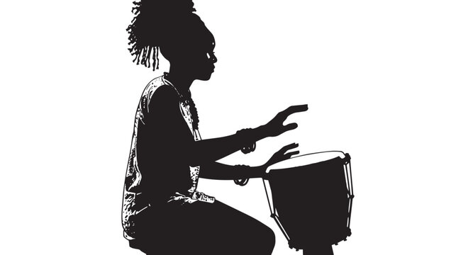 black silhouette musician playing djembe drum clip art preview