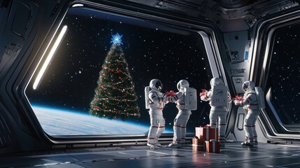 Astronauts and a Galactic Christmas Spectacle
