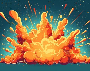 Obraz premium Fiery explosion on boom light gas background.