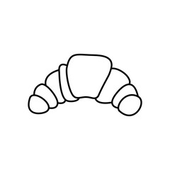 Cartoon croissant drawing isolate on transparent background.