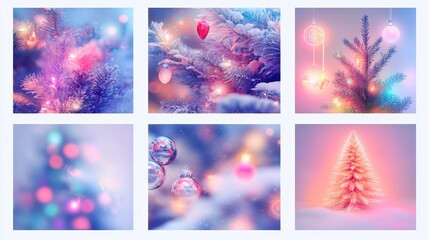Abstract holiday scenes with light and ornament.
