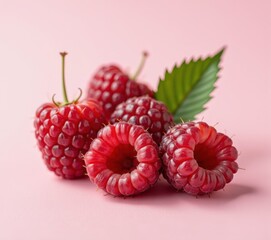 raspberry berry on light pink background