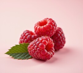 raspberry berry on light pink background
