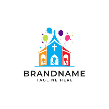 logo Kids Ministry Church Design element vector 