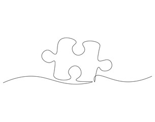Continuous one line drawing of puzzle. One line drawing illustration of puzzle game. Problem solving. Business, thinking process, creativity concept single line. Editable outline