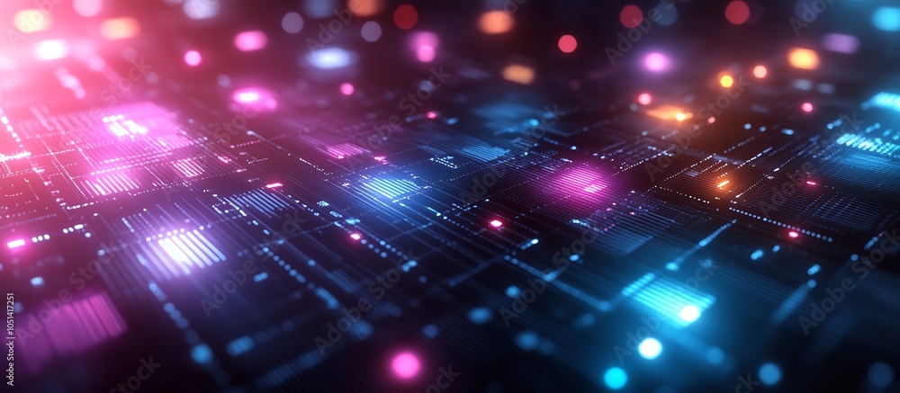 Aufkleber futuristic digital abstract background with colorful led lighting effects : generative ai