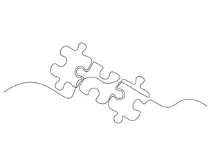 Continuous one line drawing of puzzle. One line drawing illustration of puzzle game. Problem solving. Business, thinking process, creativity concept single line. Editable outline