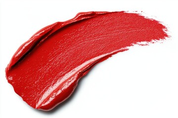 Vivid red lipstick smear on white background