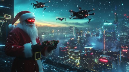 Hi-tech Santa uses drones for efficient gift delivery.