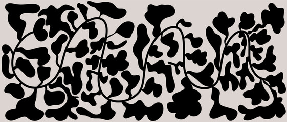 Fototapeta premium Set of isolated vector illustrations is the black spots and dots. Poster with a collection of abstract substrates and postcards in boho style. Leaf Pattern Design for Cutting Cnc.Design For Leaf Motif