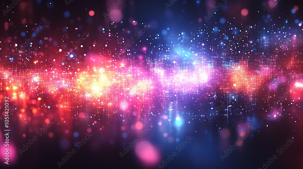 Poster Abstract Digital Background in Vibrant Colors with Neon Glow and Soft Particle Effects : Generative AI