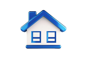 Fototapeta premium 3D illustration of a blue and white house icon, symbolizing real estate, home, or property with a simple and sleek design.