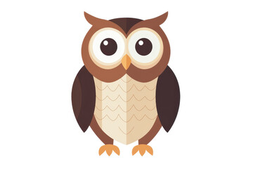 Fototapeta premium Illustration of a cute cartoon owl with large eyes and detailed feathers, perfect for educational material or children's designs.