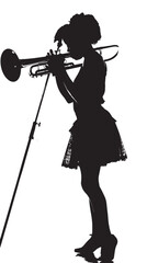 Naklejka premium A woman playing Trombone silhouette isolated on white background