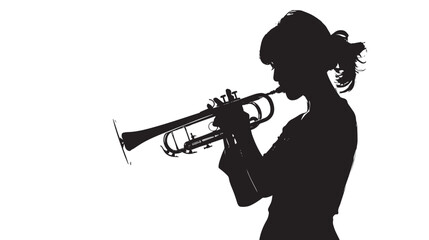 Naklejka premium A woman playing Trombone silhouette isolated on white background