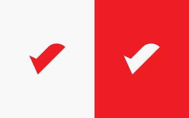 Minimalist check mark logo. Modern style tick logo