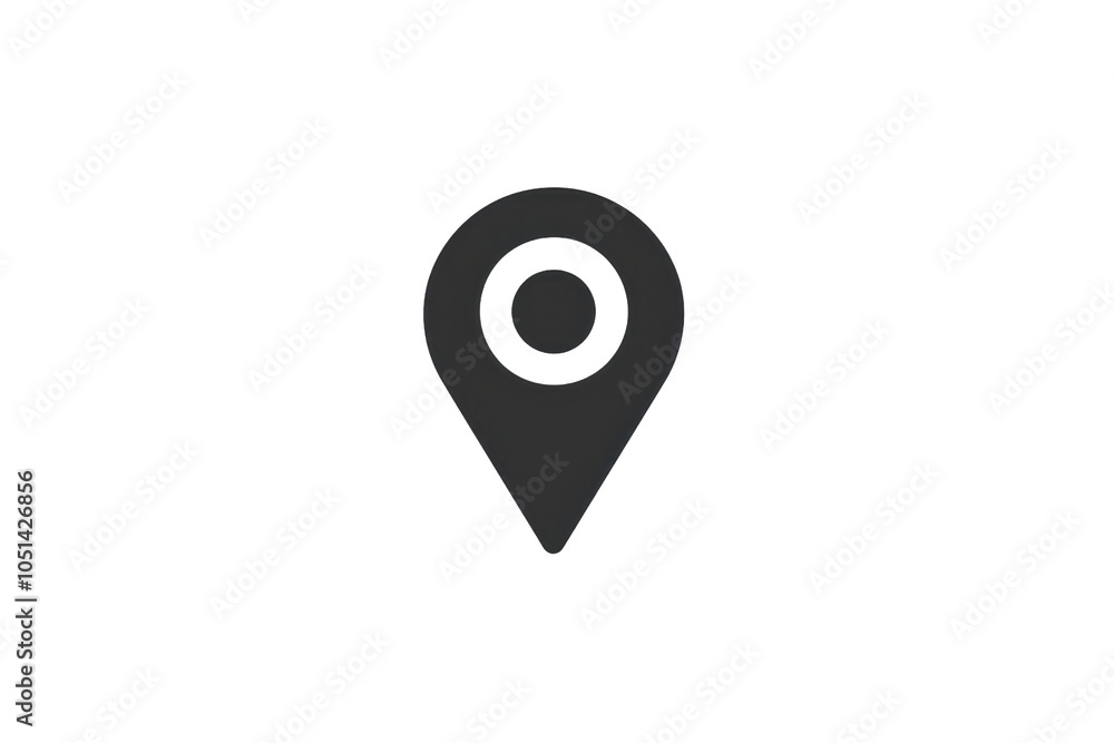 Poster minimalist black map pin icon on a transparent background. representing location, navigation, and ge