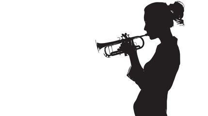 Fototapeta premium A woman playing Trumpet silhouette isolated on white background