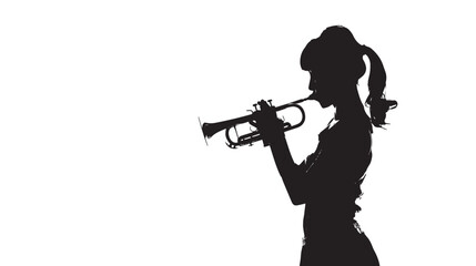 Naklejka premium A woman playing Trumpet silhouette isolated on white background