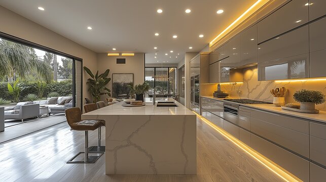 Ultra-Modern Kitchen Design: Sleek, LED-Illuminated Elegance at 4000 Kelvin
