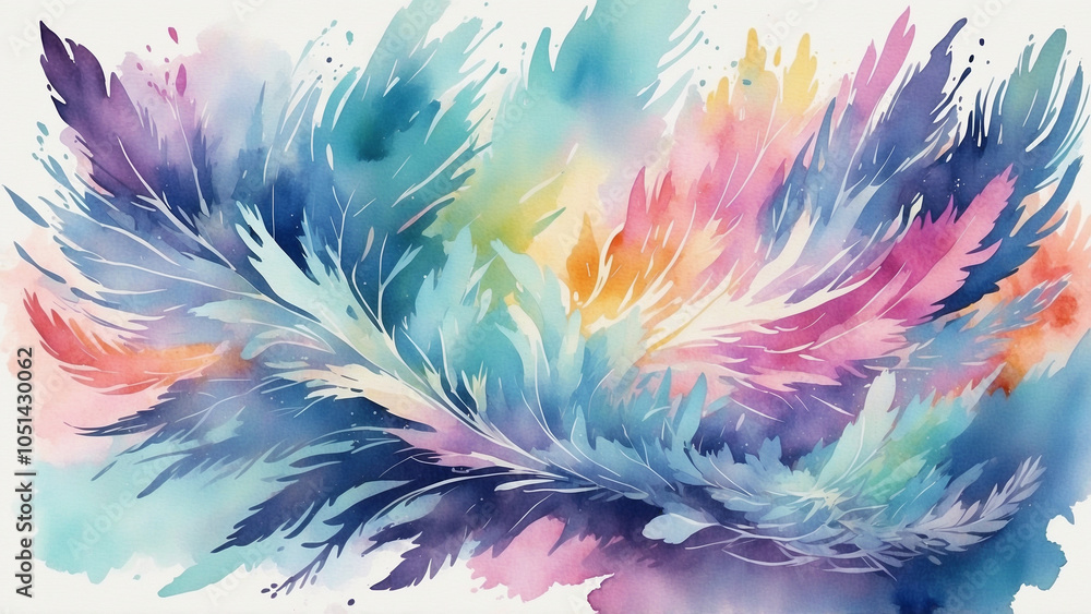 Poster watercolor brushstrokes with iridescent highlights and soft tech-inspired patterns in a fluid design