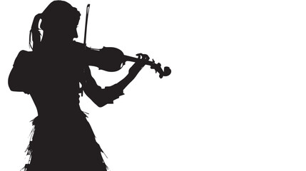 Naklejka premium A woman playing Violin silhouette isolated on white background