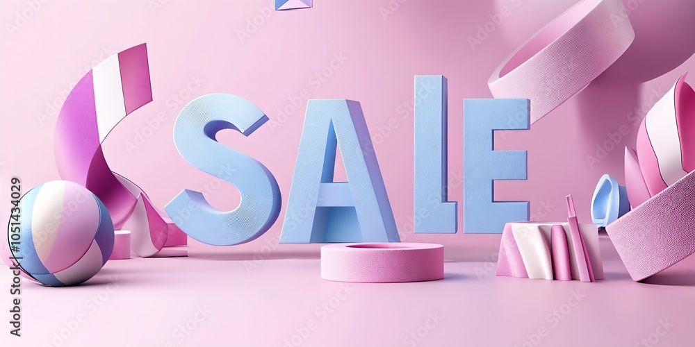 Poster stylish pastel sale banner with dynamic shapes and soft toned design : generative ai