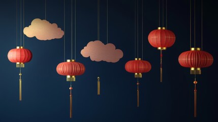 Red Lanterns of Chinese-style Background Design