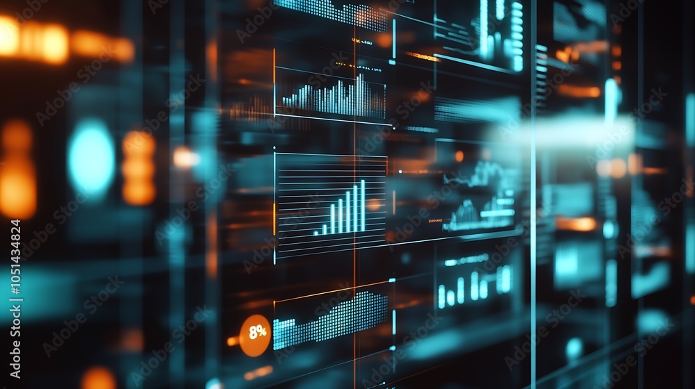 Fototapete Innovative Financial Dashboard Displaying Multiple Charts and Graphs : Generative AI