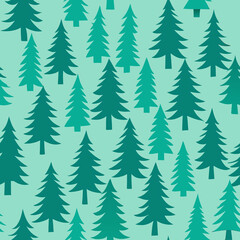 Obraz premium Seamless pattern of evergreen trees.