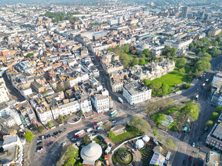 High Angle View of Most Beautiful and Attractive British Tourist Attraction of Brighton seaside...