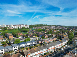 High Angle View of Most Beautiful and Attractive British Tourist Attraction of Brighton seaside...